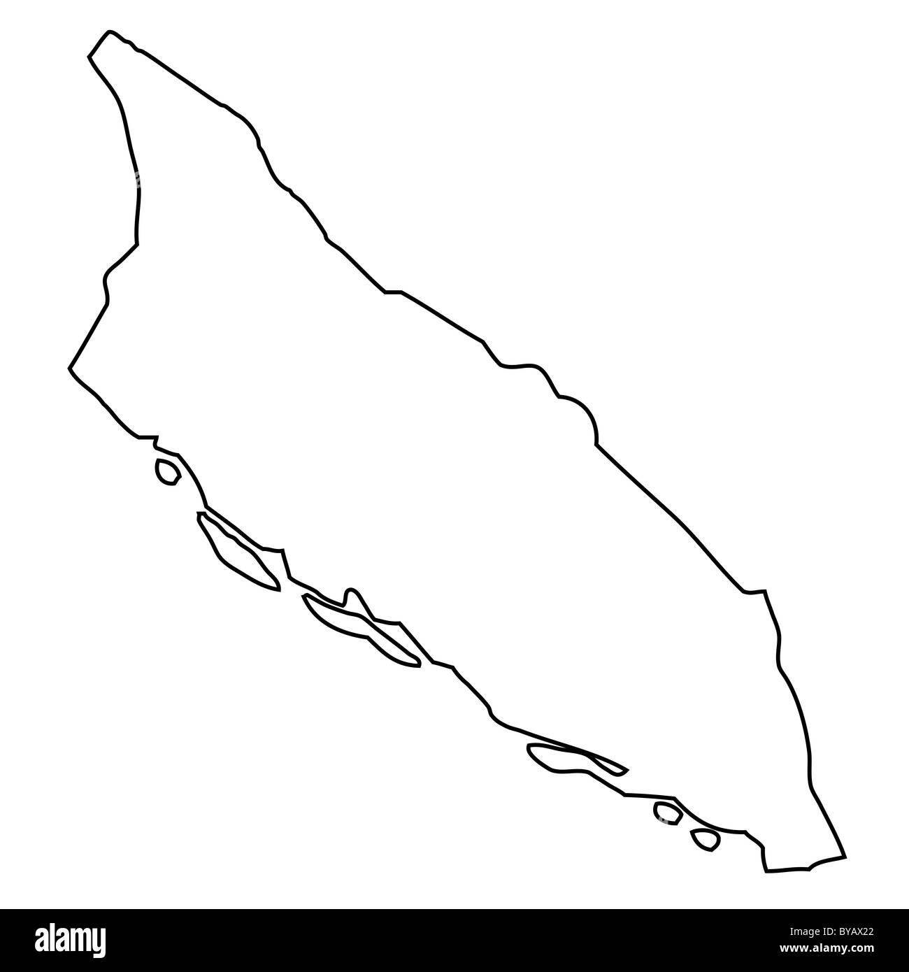 Outline, map of Aruba Stock Photo