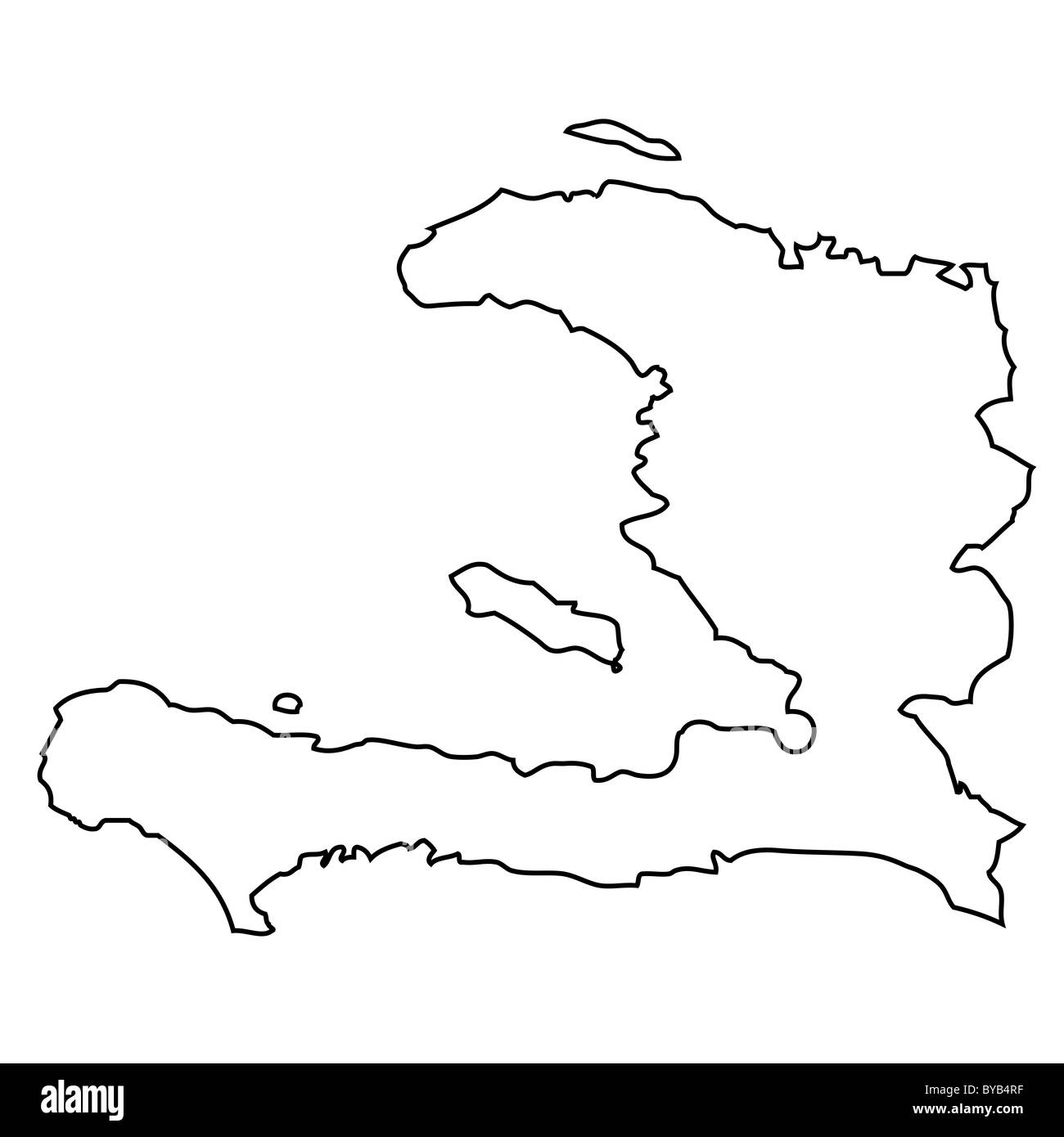 Outline, map of Haiti Stock Photo