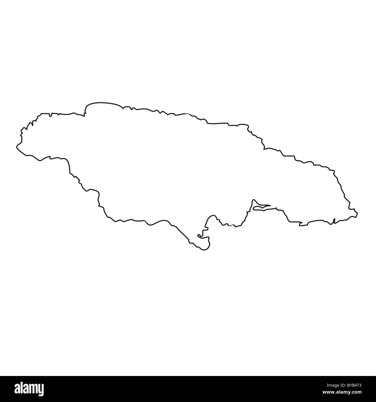 Outline, map of Jamaica Stock Photo