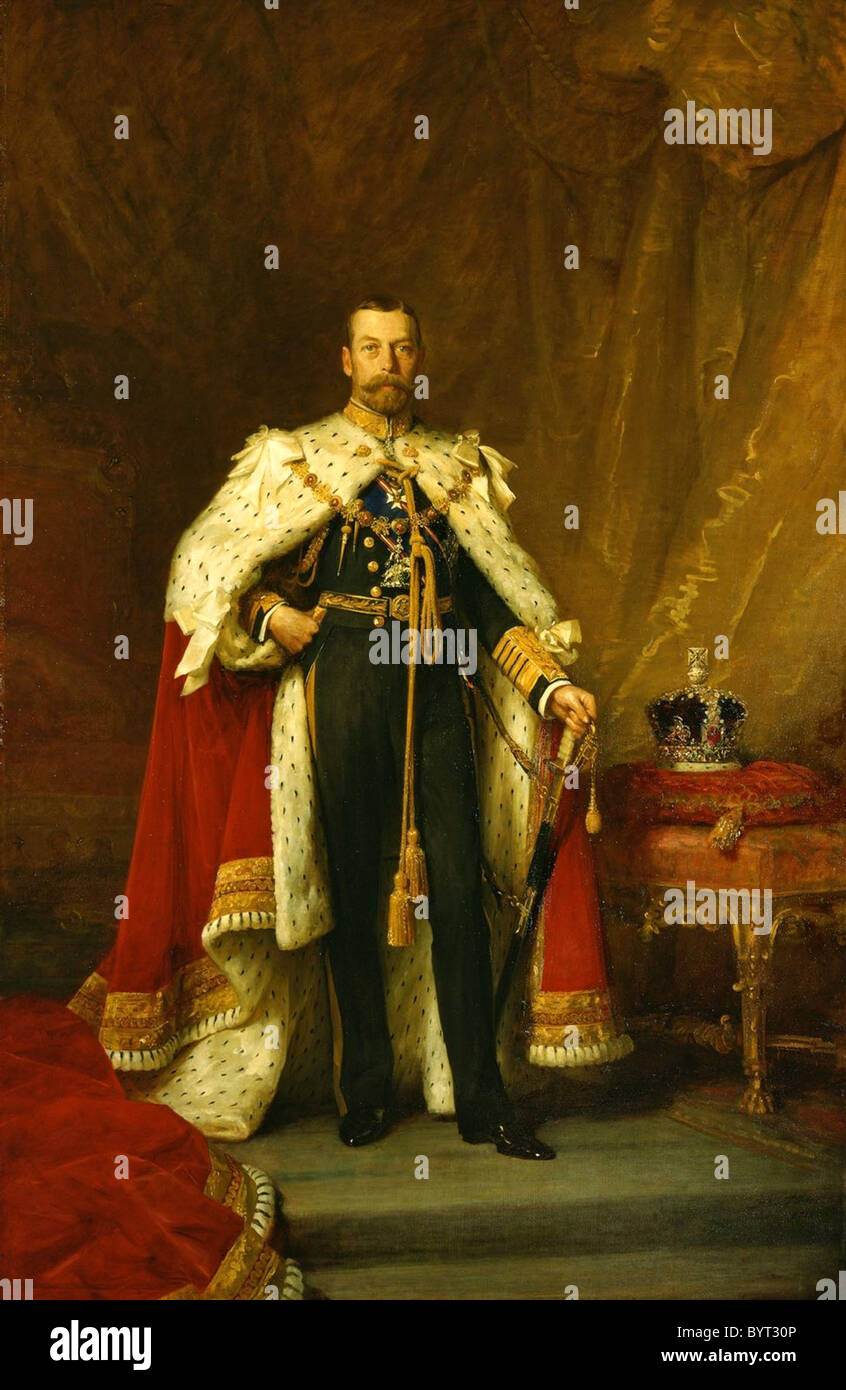 George V in coronation robes. Stock Photo