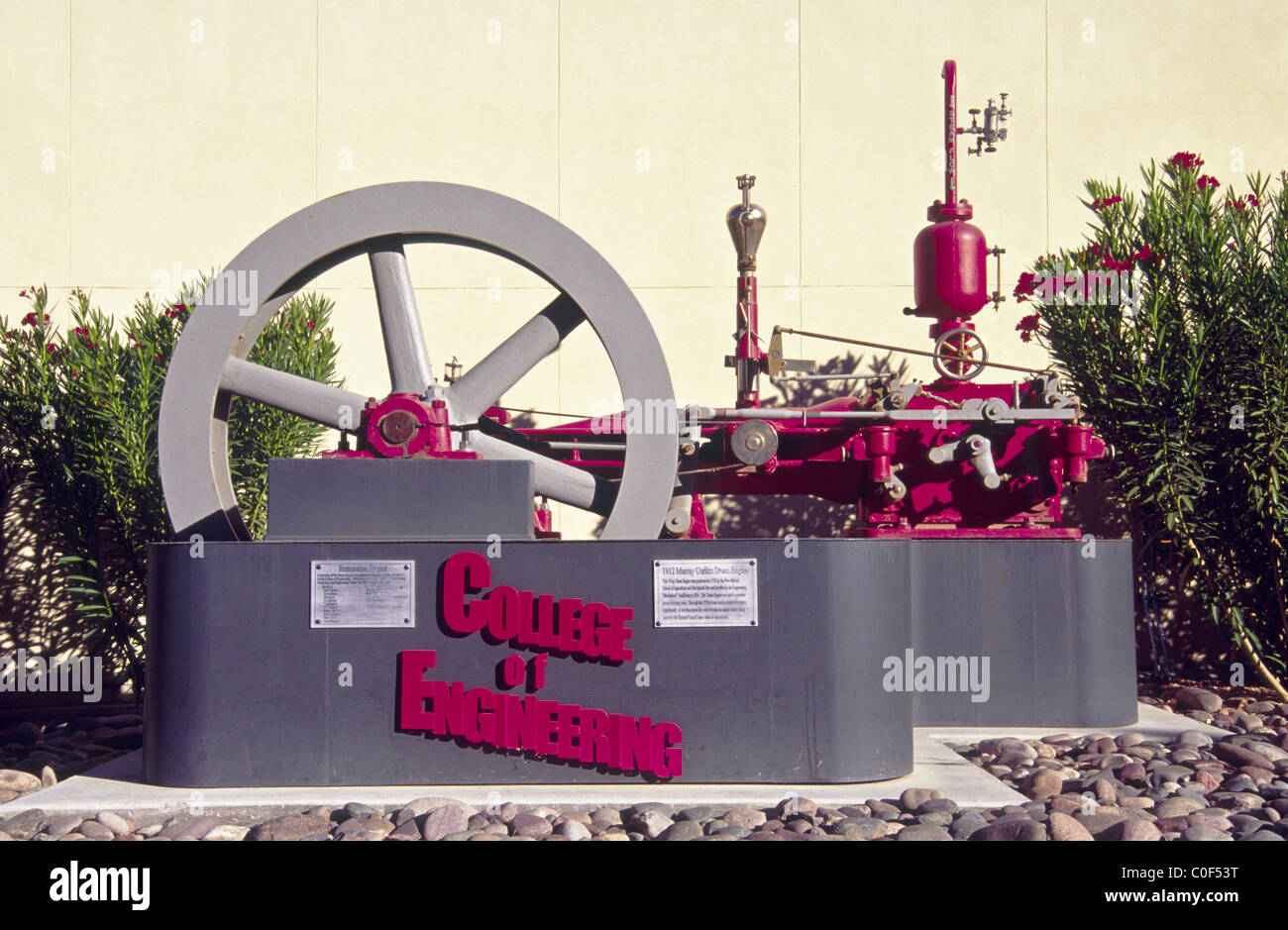 1912 Murray Corliss steam engine, College of Engineering on the campus of New Mexico State University in Las Cruces, New Mexico. Stock Photo