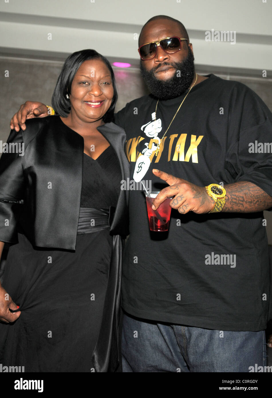 Rick Ross and his mother Tommie Robert  Rick Ross officially launches of his social networking site Deeperthanrap , new Stock Photo