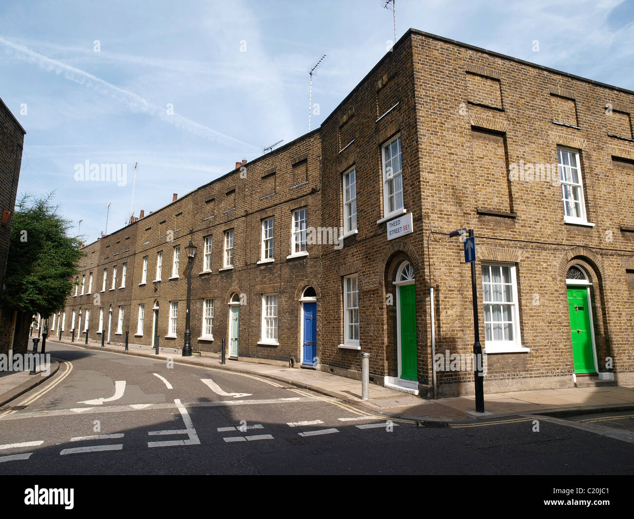 Row of Grade 2 listed terraced houses Roupell Street Waterloo Lambeth London Stock Photo