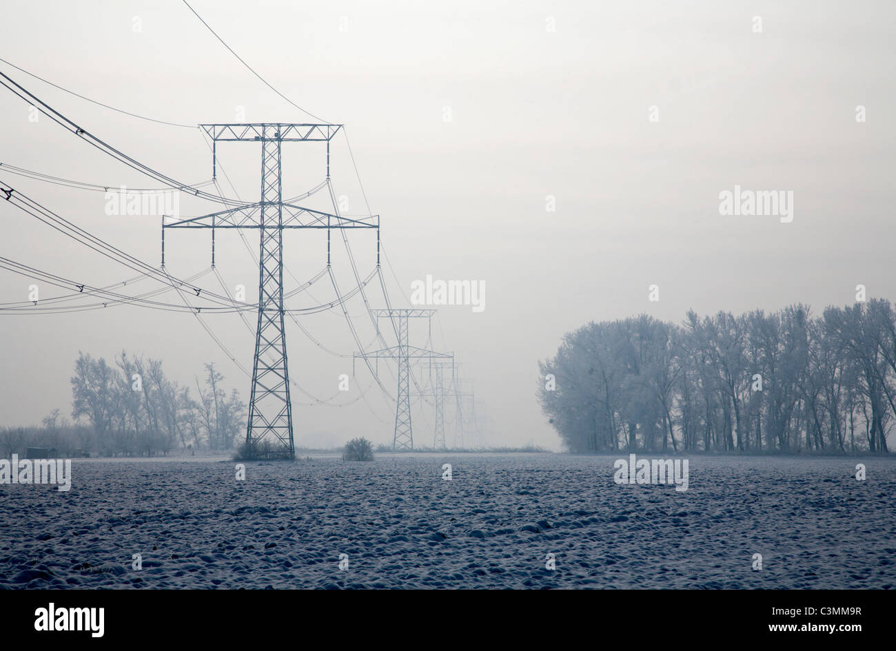 mast in winter landscape - west Slovakia Stock Photo