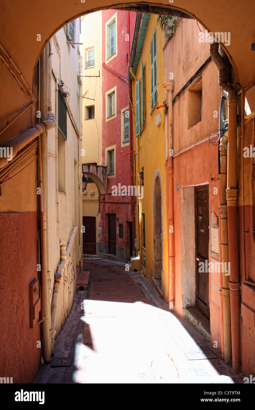 fine image of colorful building in menton,france Stock Photo