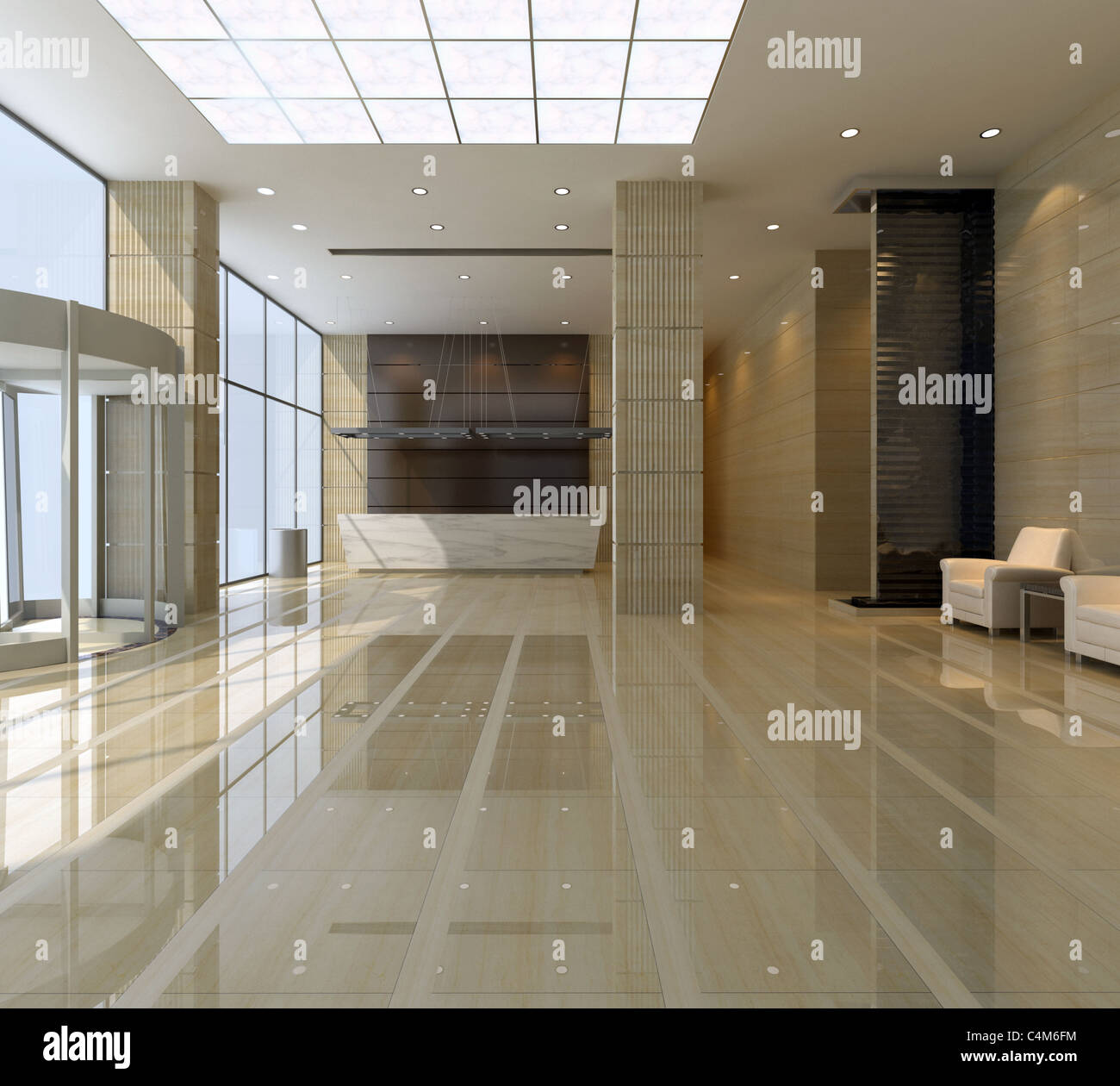 hotel hall rendering Stock Photo