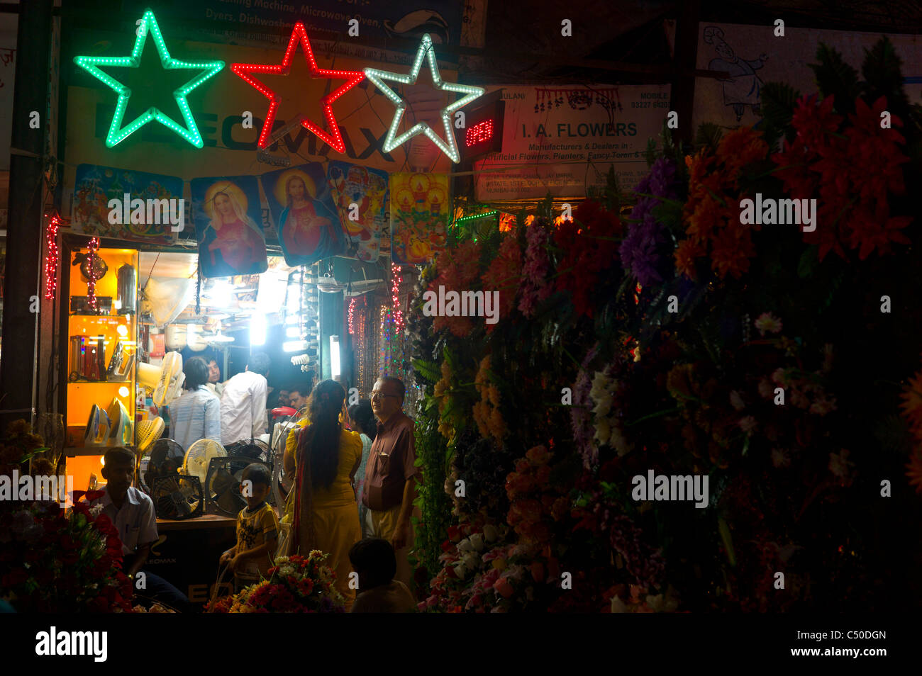 Crawford market in Mumbai, India, at night. Stock Photo