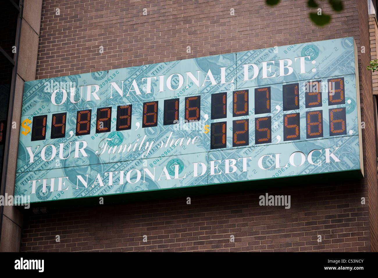 The National Debt Clock in New York Stock Photo