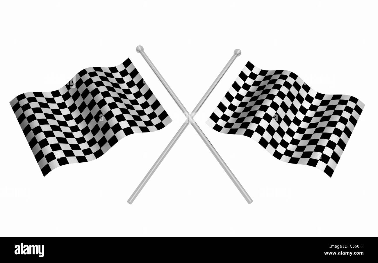 3D render of checkered flags Stock Photo - Alamy