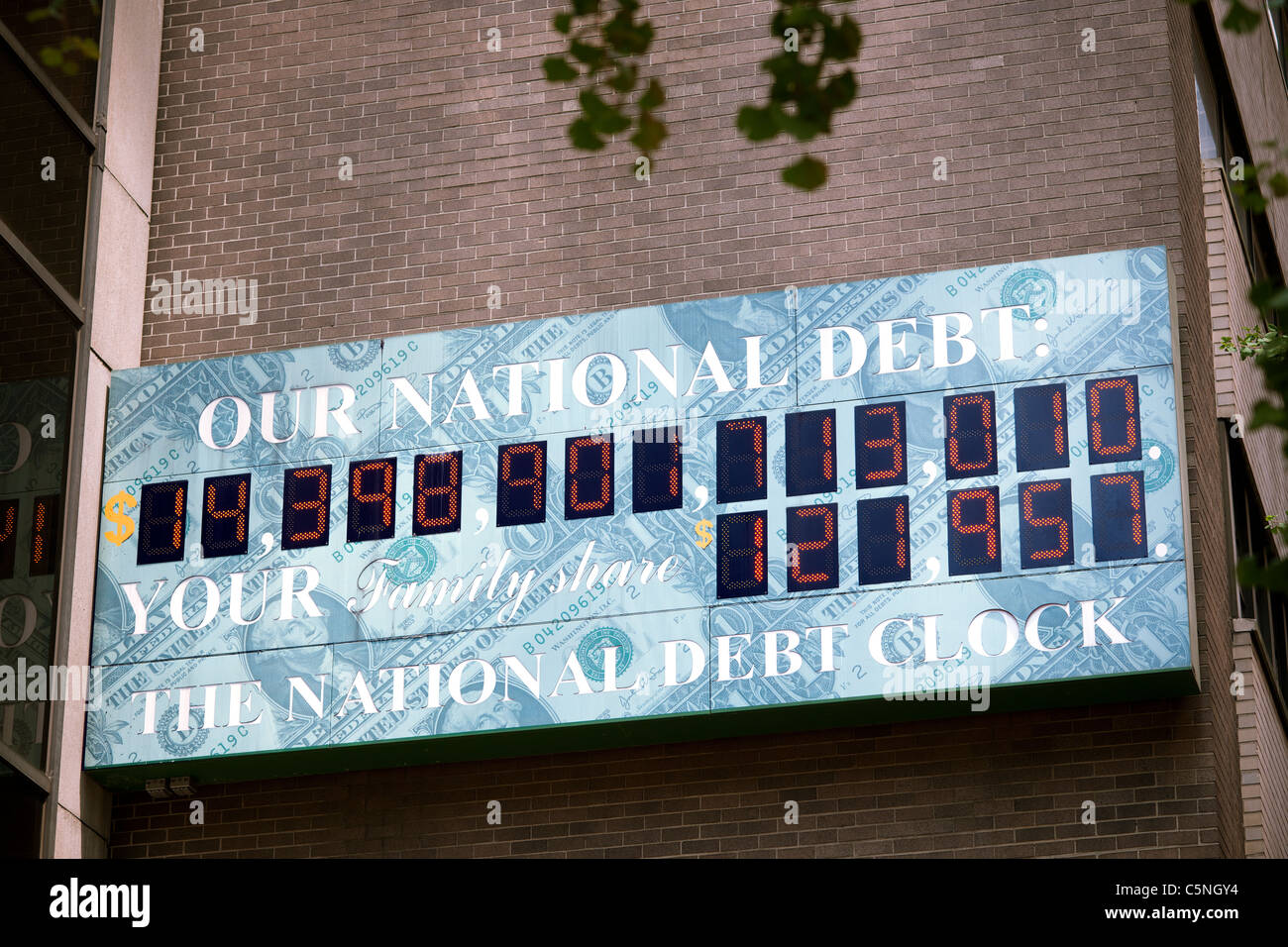 The National Debt Clock in New York is seen on Tuesday, July 26, 2011 Stock Photo