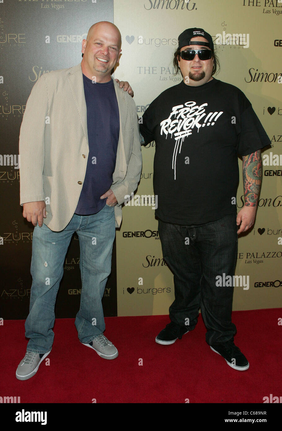 Rick Harrison, Austin 'Chumlee' Russell at arrivals for Simon G. Jewelry Summer Soiree at AZURE, The Palazzo Resort Hotel Casino, Las Vegas, NV June 4, 2011. Photo By: James Atoa/Everett Collection Stock Photo