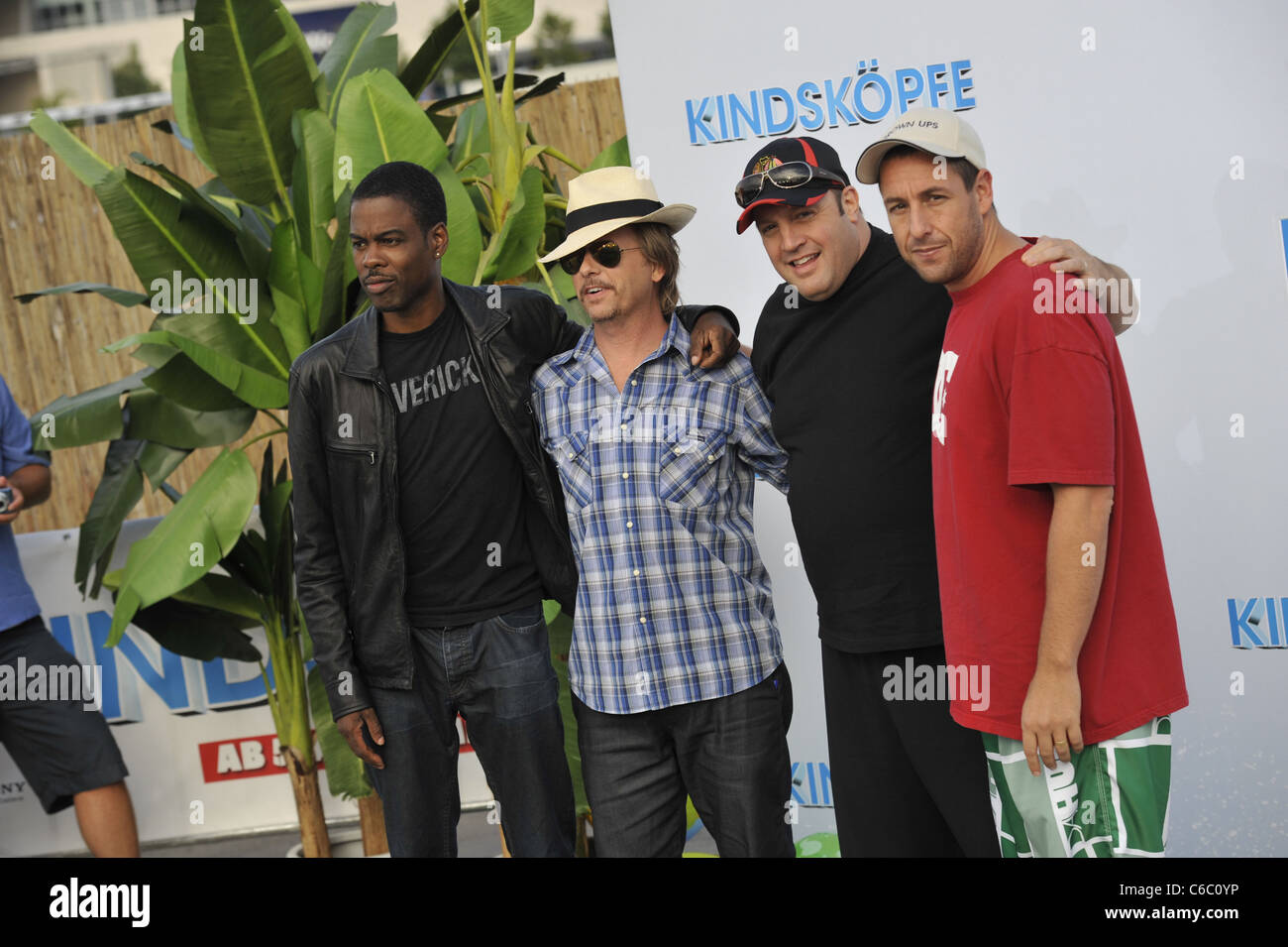 Chris Rock, David Spade, Kevin James, Adam Sandler at the German premiere of 'Grown Ups' ('Kindskoepfe') at Berlin Beach at O2 Stock Photo