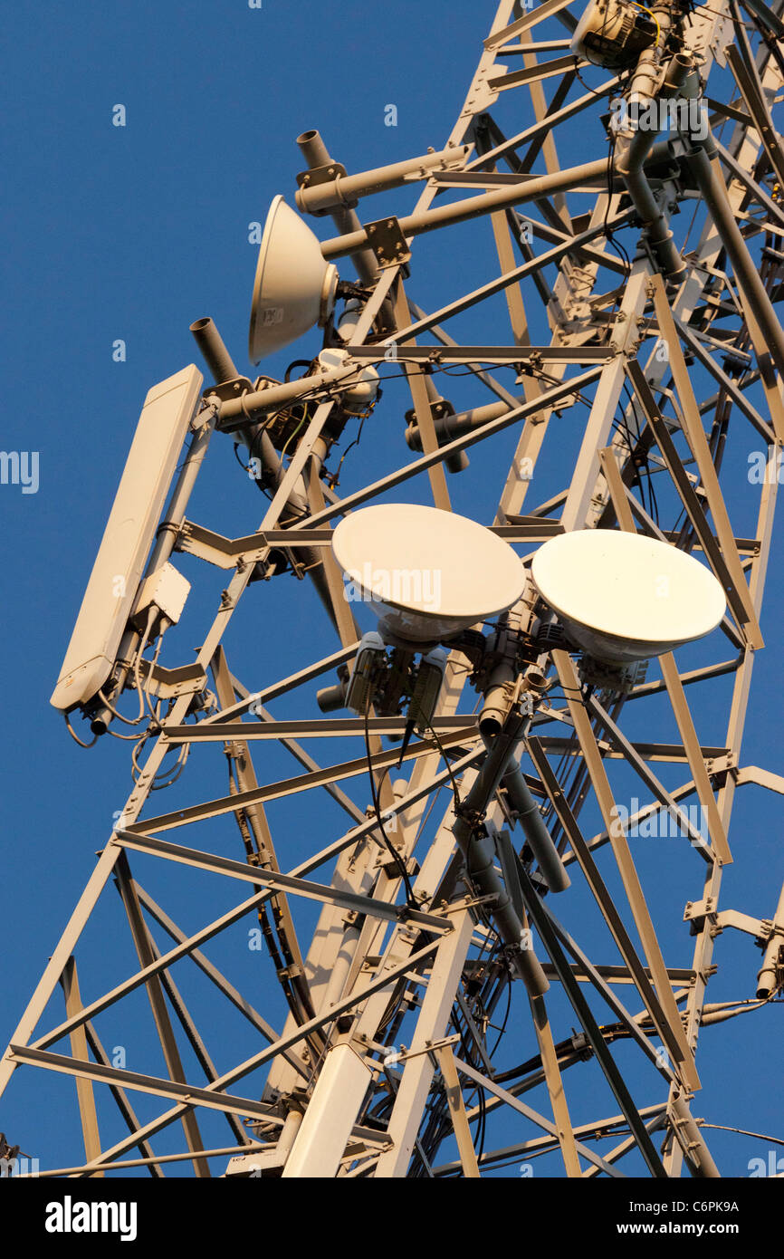 telecommunications transmitter mast Stock Photo