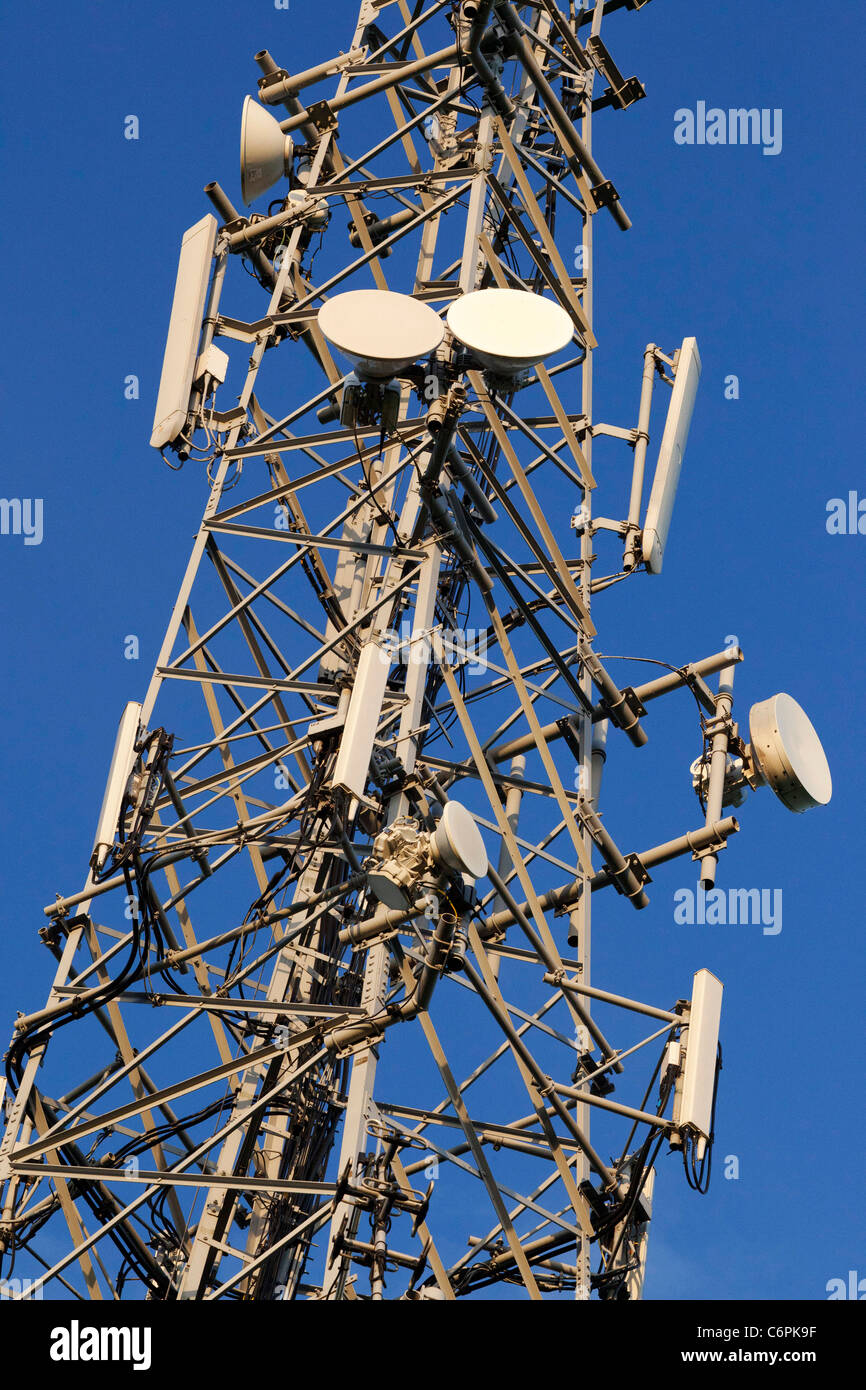 telecommunications transmitter mast Stock Photo