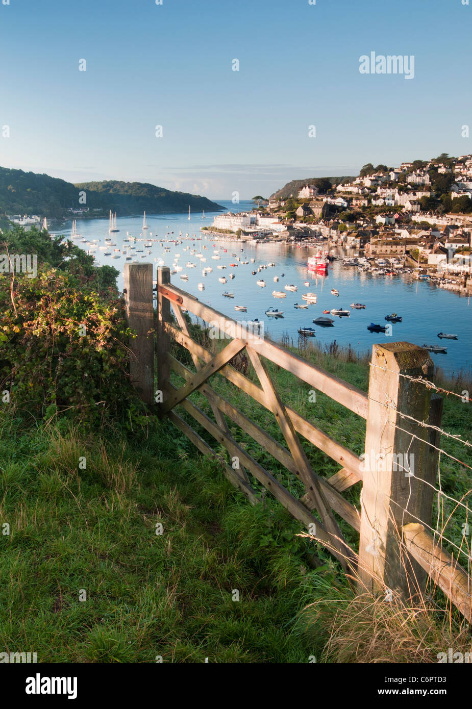 Salcombe viewed from Snapes Point in early Morning light Stock Photo