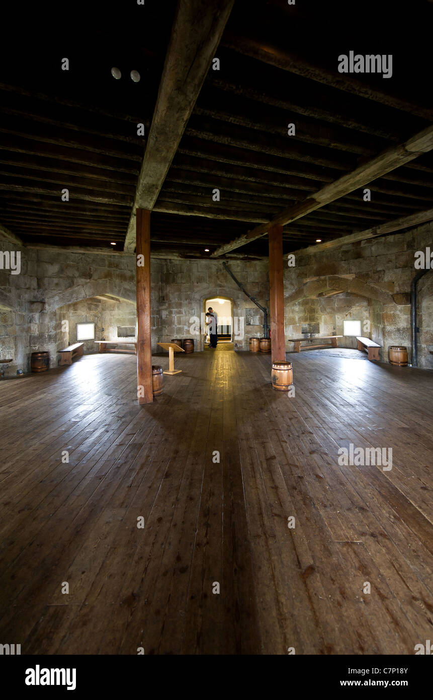 The interior of the lower gun room in the gun tower of Pendennis Castle in Cornwall Stock Photo