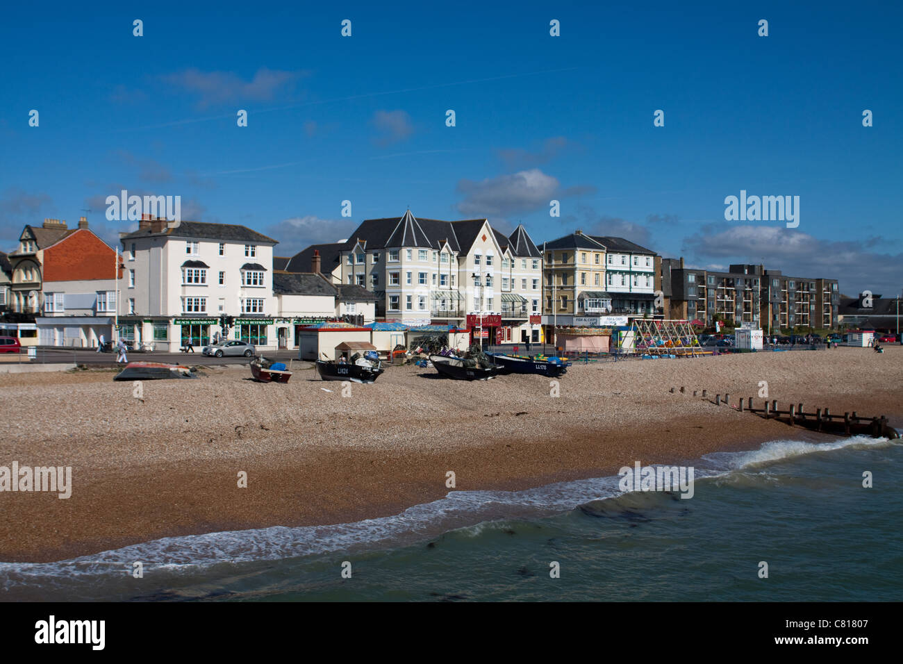 Buildings along the seafront at Bognor Regis. Photograph taken from Bognor Regis Pier. Stock Photo