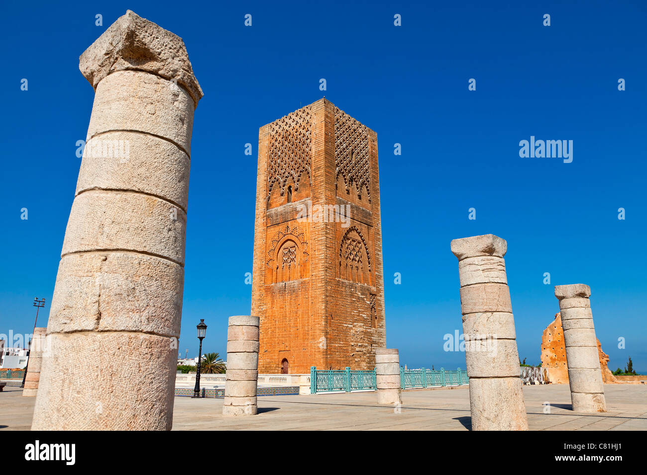 Morocco, Rabat, the Hassan Tower Stock Photo