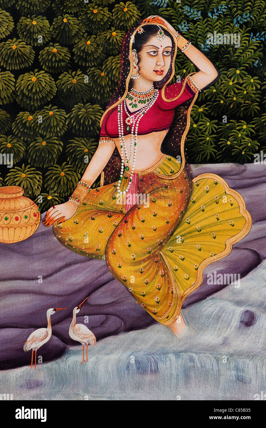 Traditional Indian Paintings Of Women On Canvas