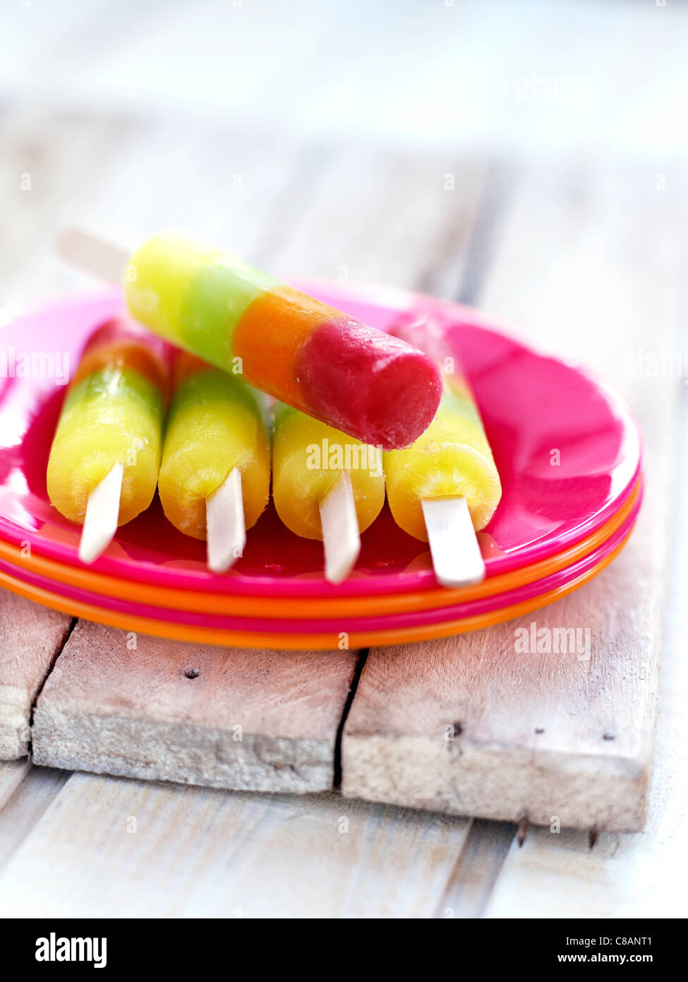 Multicolored ice lollipops Stock Photo