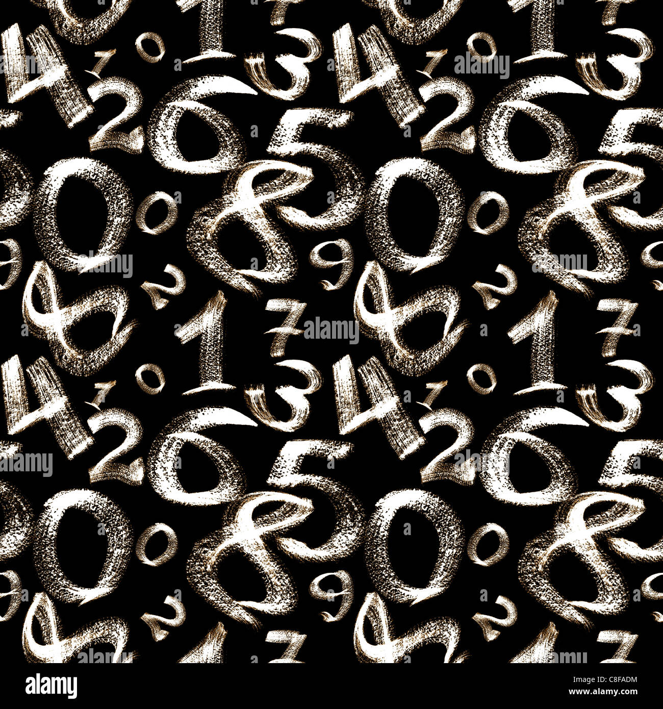 Seamless pattern - Numbers over the black background Stock Photo