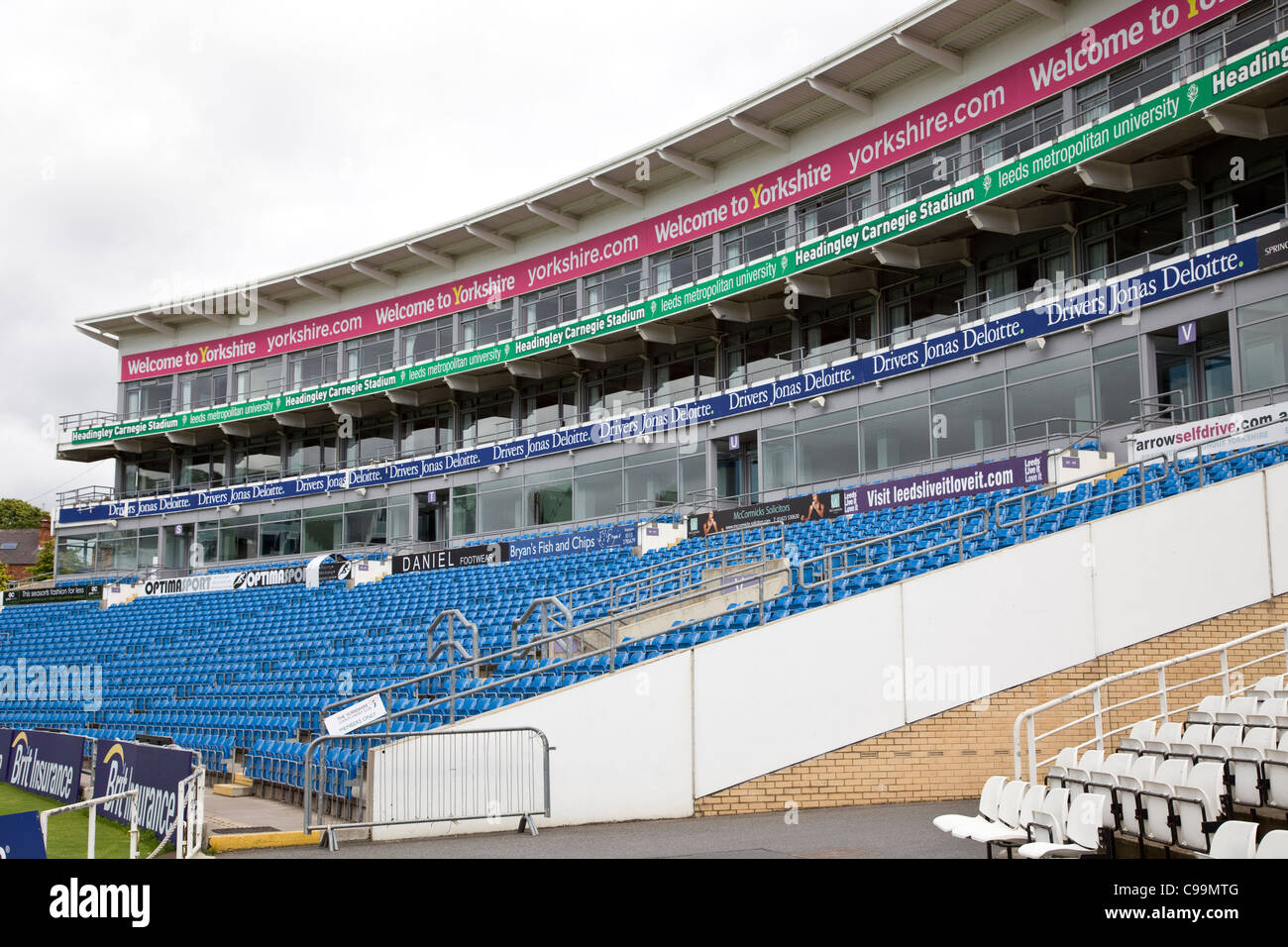 Hospitality stand at Headingley Cricket Ground, headquarters of Yorkshire Cricket, Leeds. Stock Photo