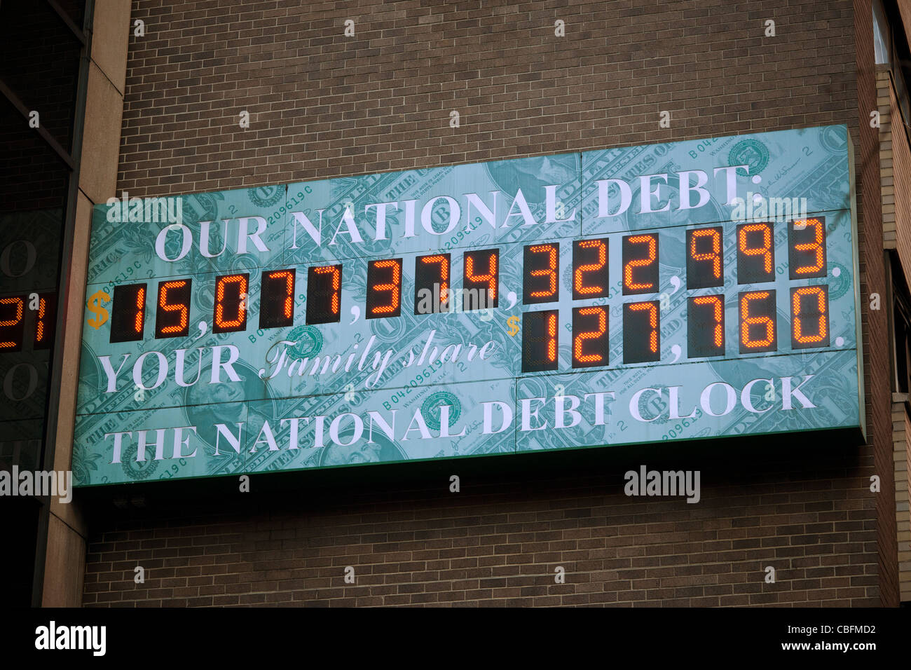 The National Debt Clock in New York Stock Photo