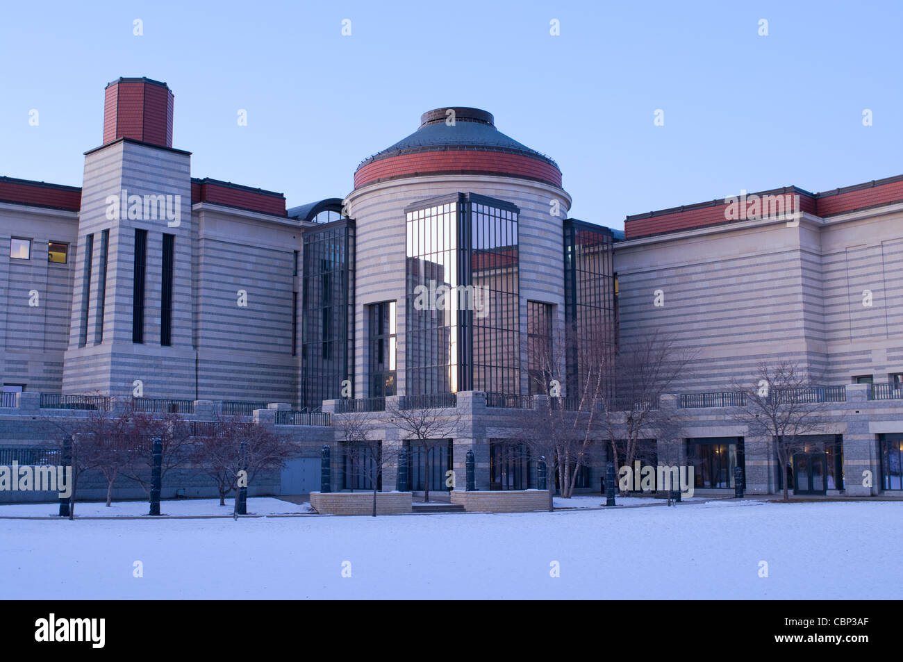 Minnesota History Center building exterior in Saint Paul at dusk Stock Photo