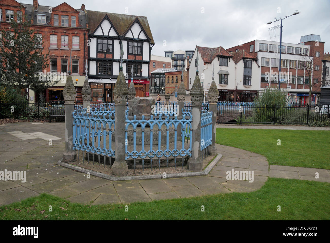 The Coronation Stone in Kingston Upon Thames, Surrey, UK. Stock Photo