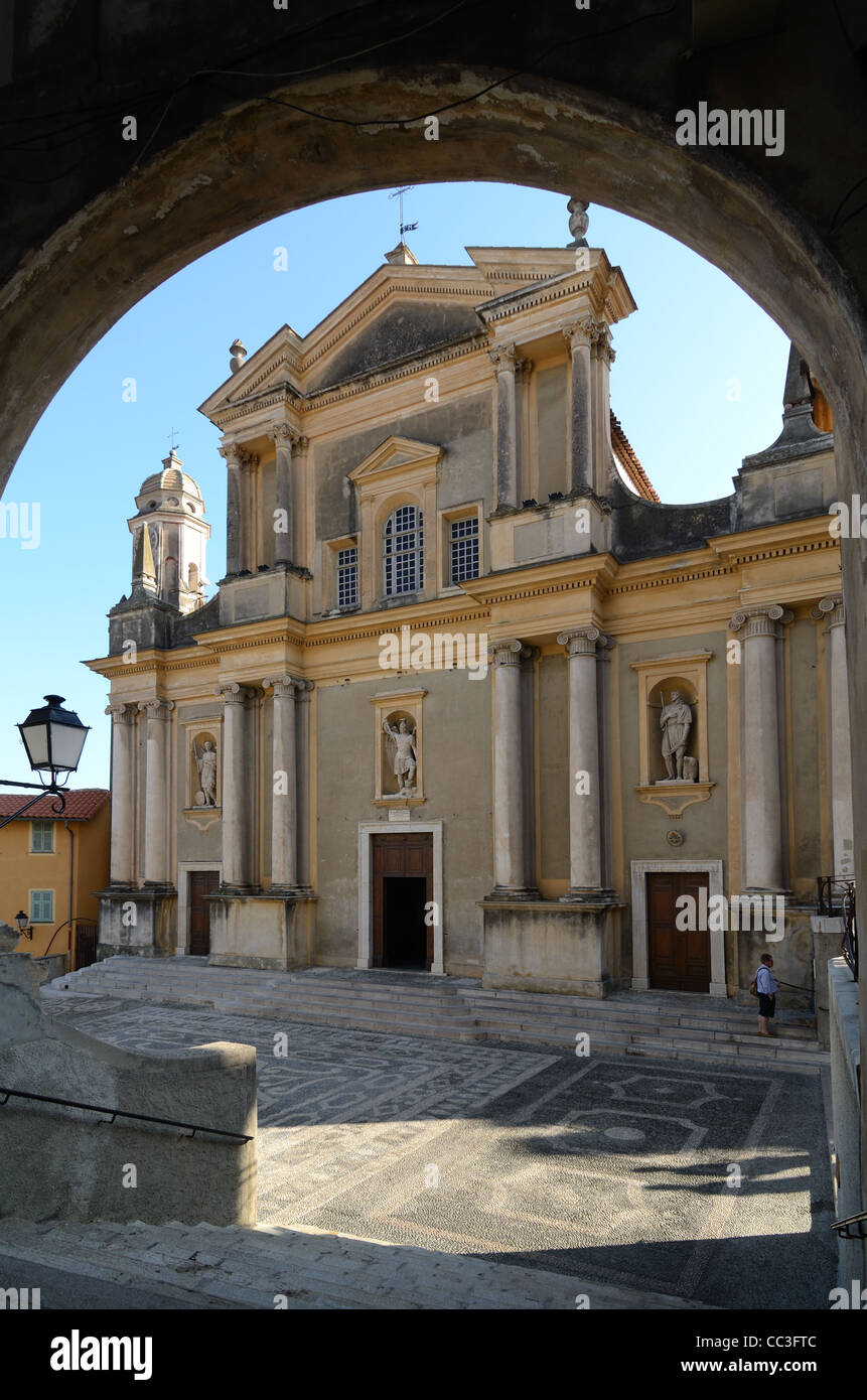 Baroque Cathedral of Saint Michel, or Basilica of Saint-Michel-Archange (1619), & Saint Michel's Square in the Old Town Menton France Stock Photo