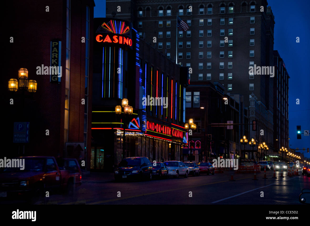 Fond-Du-Luth Casino in Duluth, Minnesota at night Stock Photo