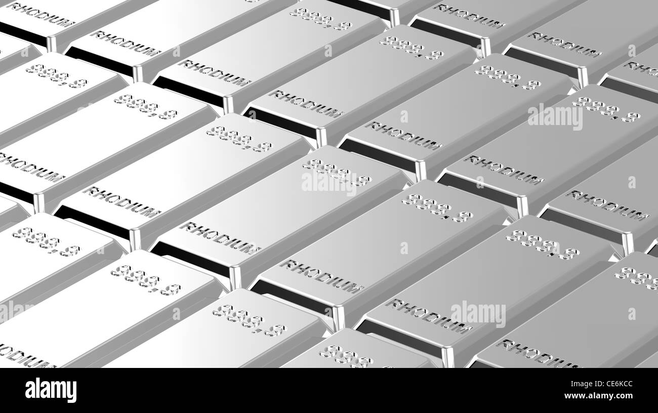 Rhodium ingots background. Stock Photo