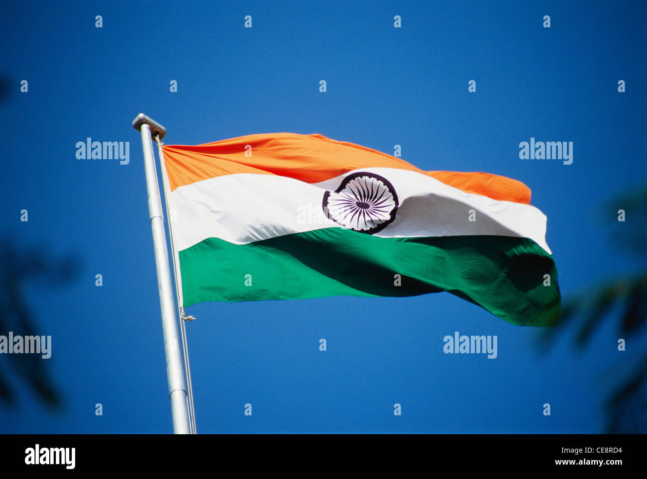 Indian flag flying Stock Photo