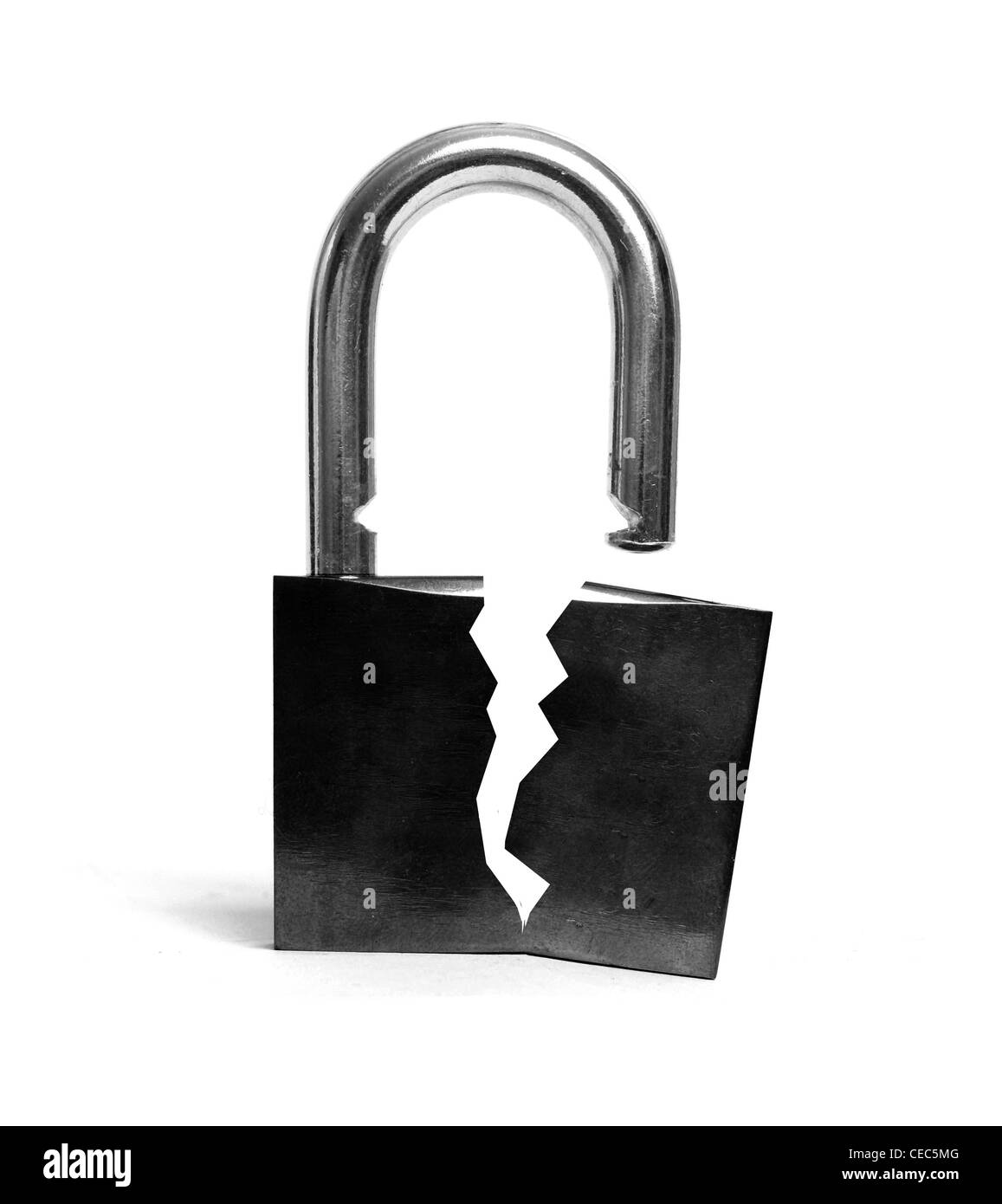 Insecure broken lock Stock Photo