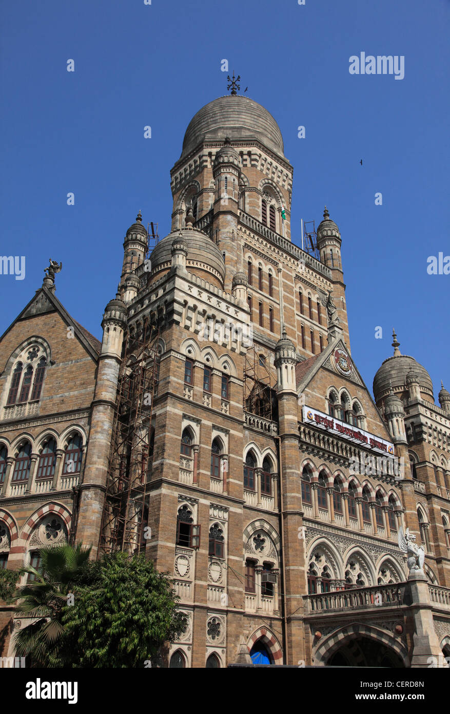 India, Maharashtra, Mumbai, Brihanmumbai Municipal Corporation Building, Stock Photo