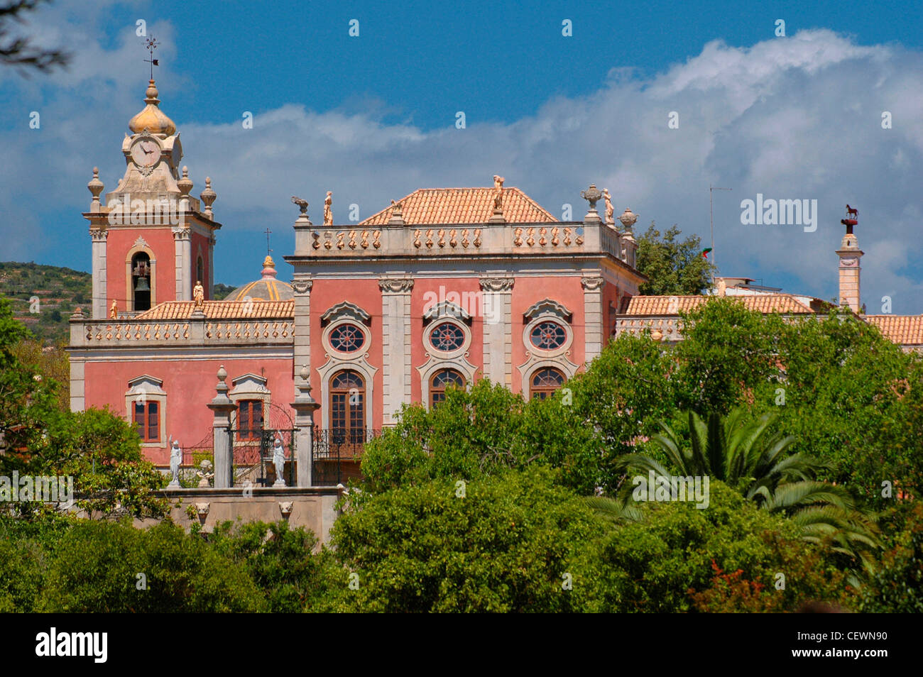 The 'Palacio Visconde de estoi' (Palace of the viscount of Estoi ) transformed into a traditional Pousada hotel in Algarve the southernmost region of Portugal Stock Photo