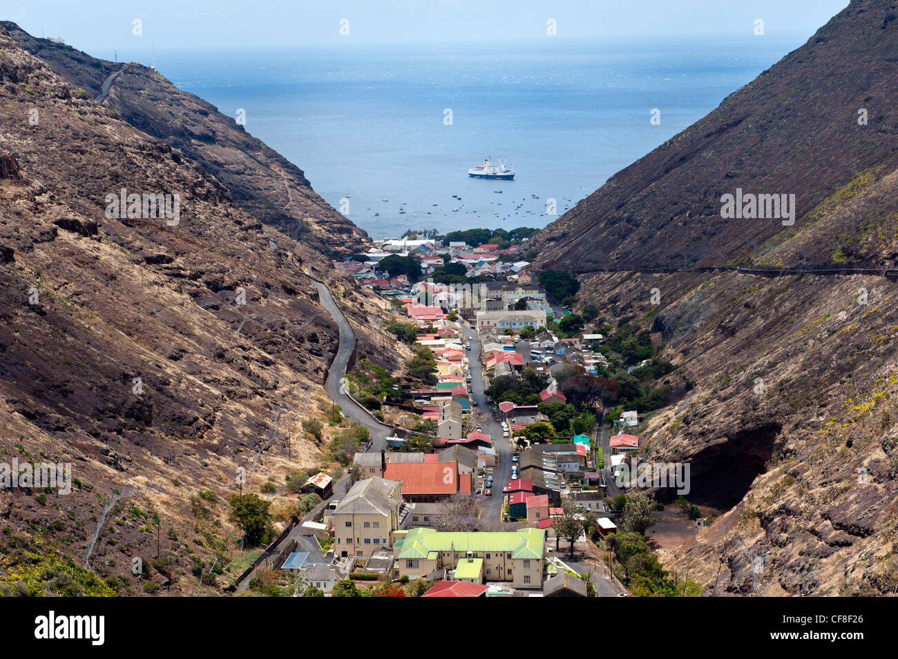 Saint Helena island RMS St Helena moored at Jamestown South Atlantic Ocean Stock Photo