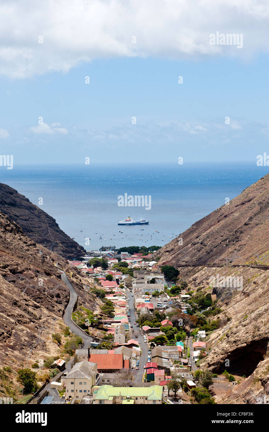 Saint Helena island RMS St Helena moored at Jamestown South Atlantic Ocean Stock Photo