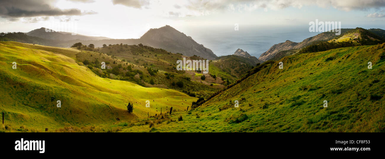 St Helena island in the South Atlantic Ocean Panorama looking toward Blue Hill Stock Photo