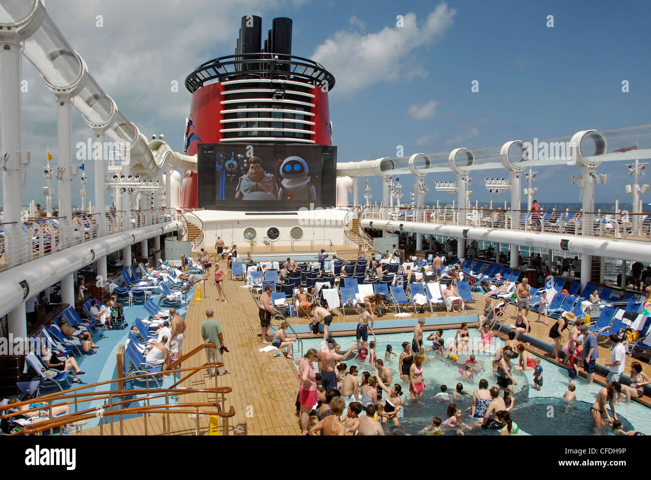 Swimming pools and outdoor theater on the Disney Cruise Line's Disney Dream  Cruise Ship Stock Photo - Alamy