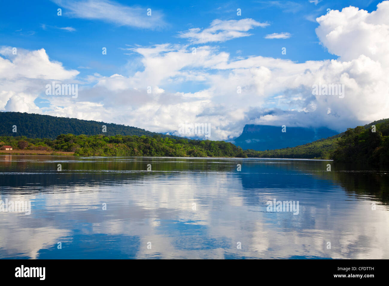 Scenery on boat trip to Angel Falls, Canaima National Park, UNESCO World Heritage Site, Guayana Highlands, Venezuela Stock Photo