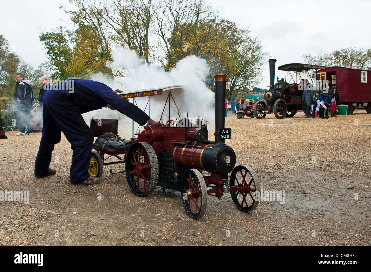 Brighton and Hove, UK. 28th October, 2012. Full steam ahead for The Little Giant - a third of full size replica of an engine from the early 1900's that took owner Andrew Breese 18 years to build. A rare open day at The British Engineerium, Hove.   photo©Julia Claxton Stock Photo