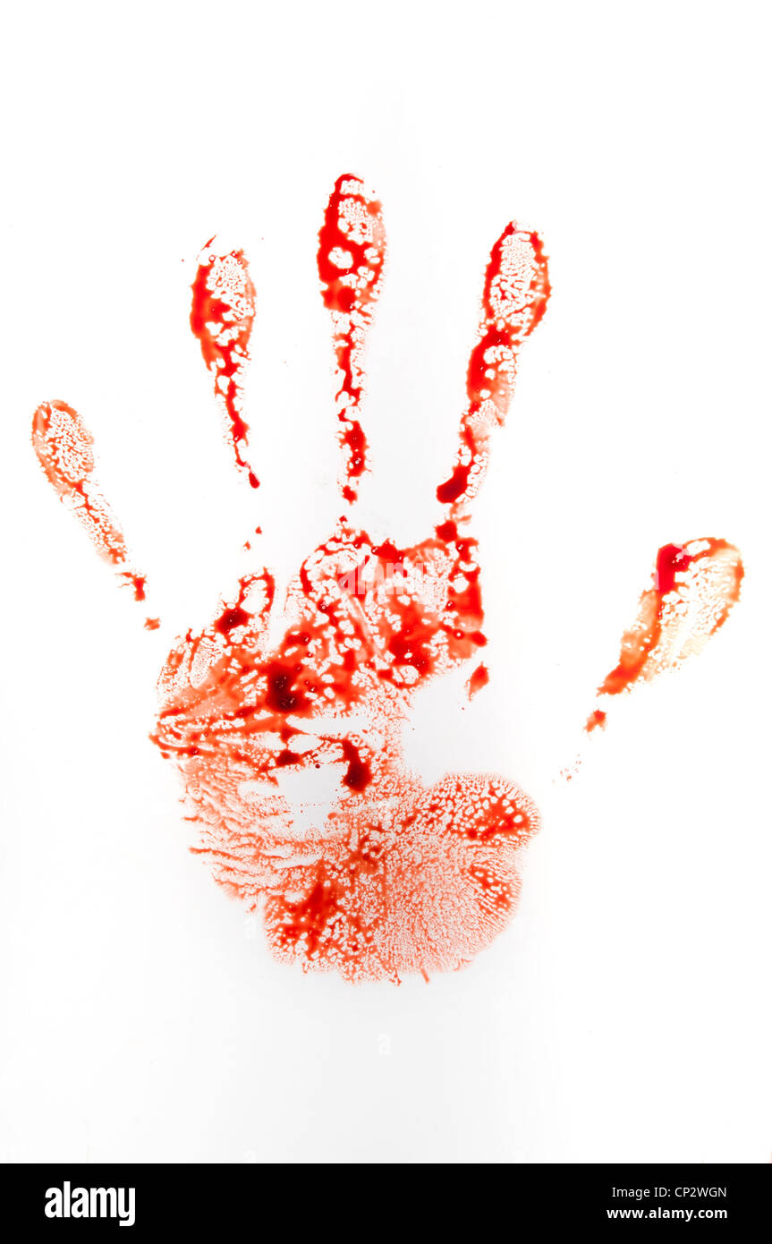 bloody handprint Stock Photo