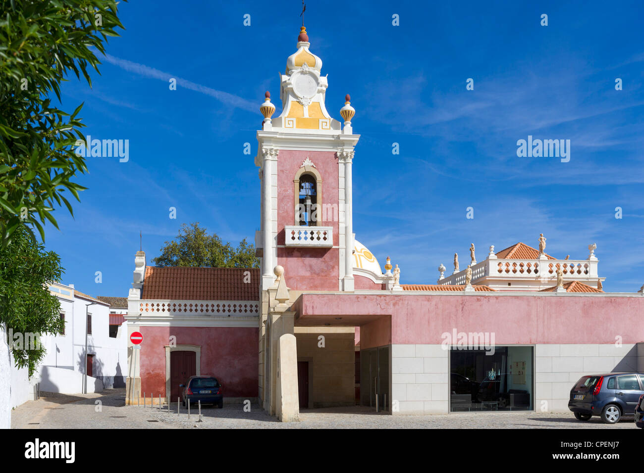 Entrance to the Pousada de Estoi (Palacio de Estoi) hotel, Estoi, Algarve, Portugal Stock Photo