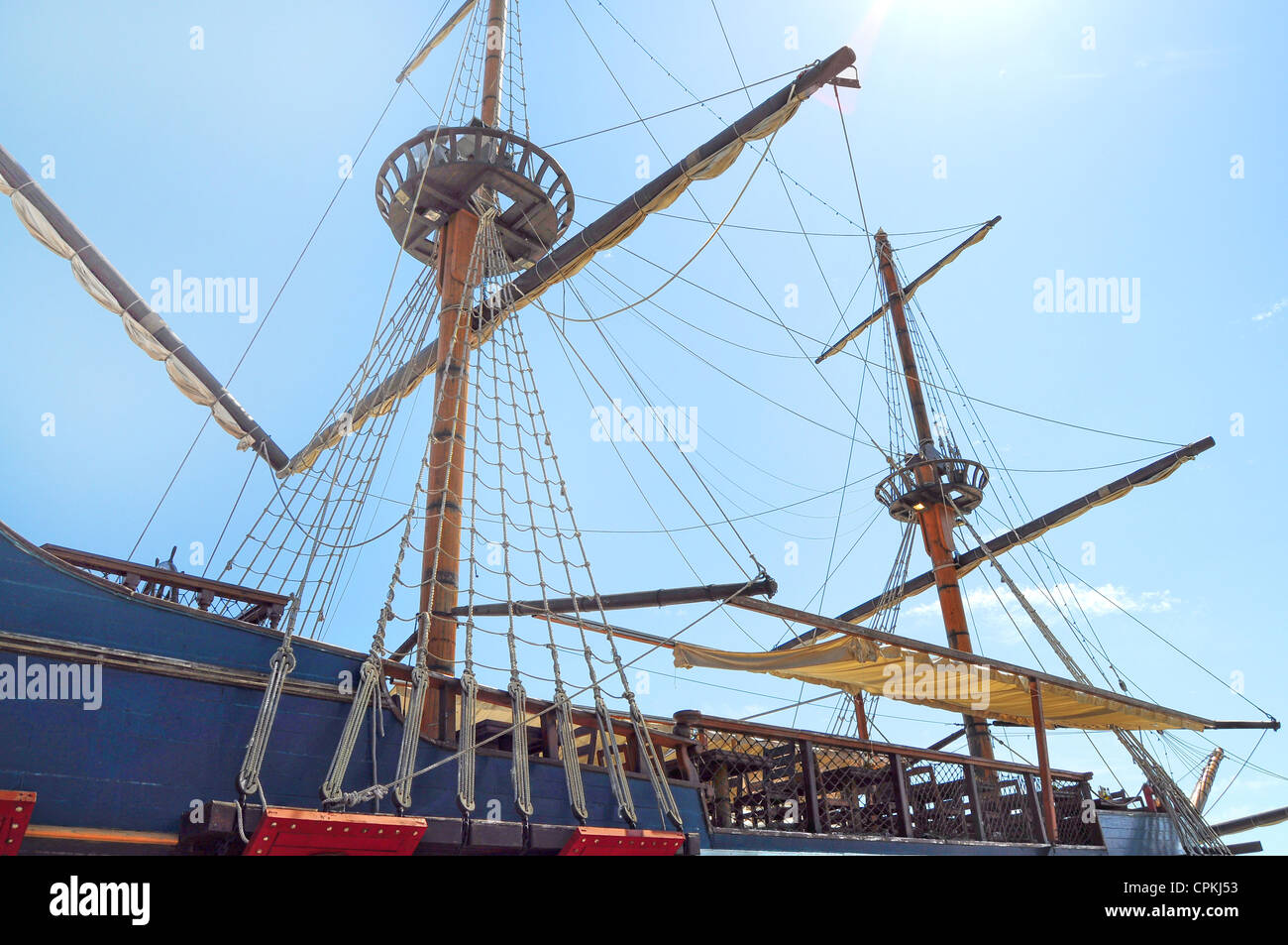 Old fashioned fregate in sea Stock Photo