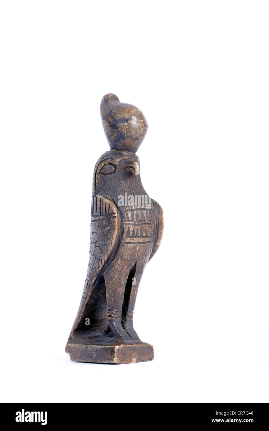 Ancient statue of Horus, Egyptian god of the sky, protector of children Stock Photo