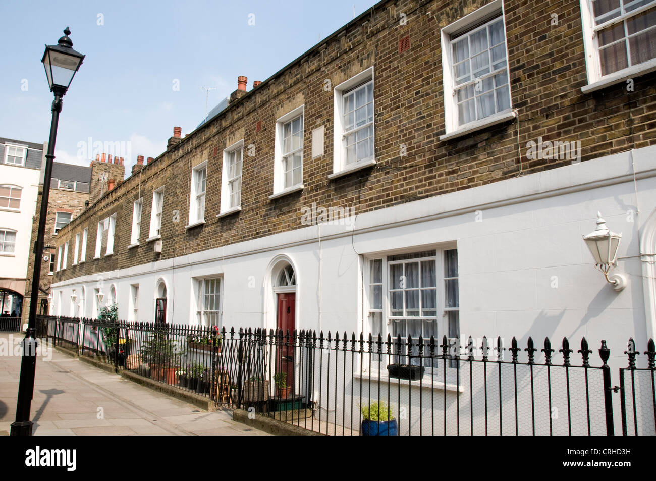 Hayward's Place, a row of Victorian terraced cottages or houses in Clerkenwell, London Borough of Islington, EC1 England UK Stock Photo