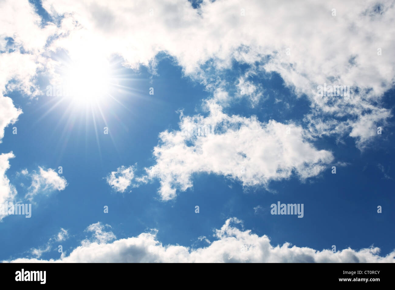 blue sky, cloud and sun Stock Photo