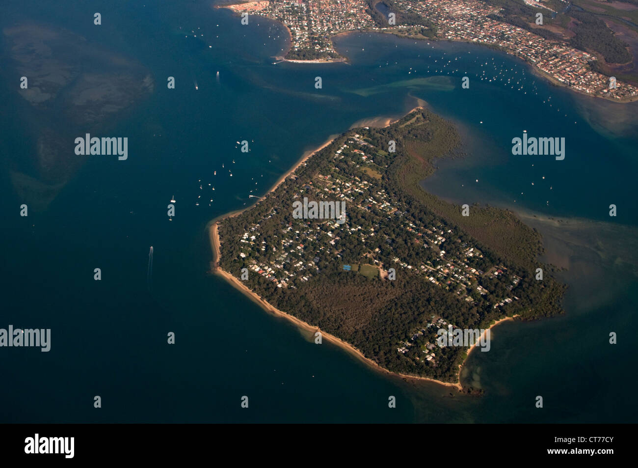 Aerial view of Saint Helena island off the coast of Brisbane in Queensland, Australia Stock Photo