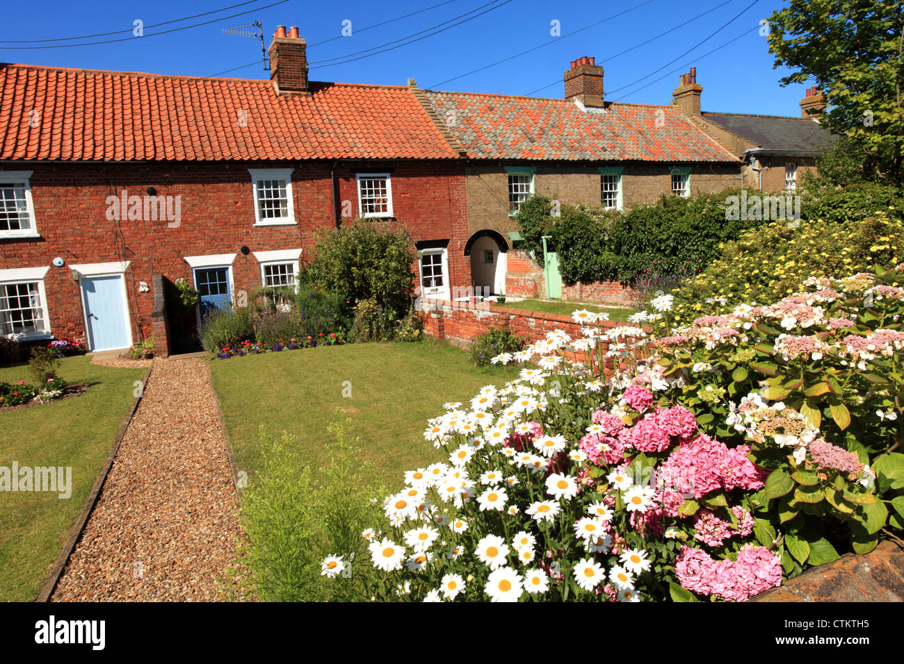 Terraced houses on the north Norfolk coast near Hunstanton Stock Photo